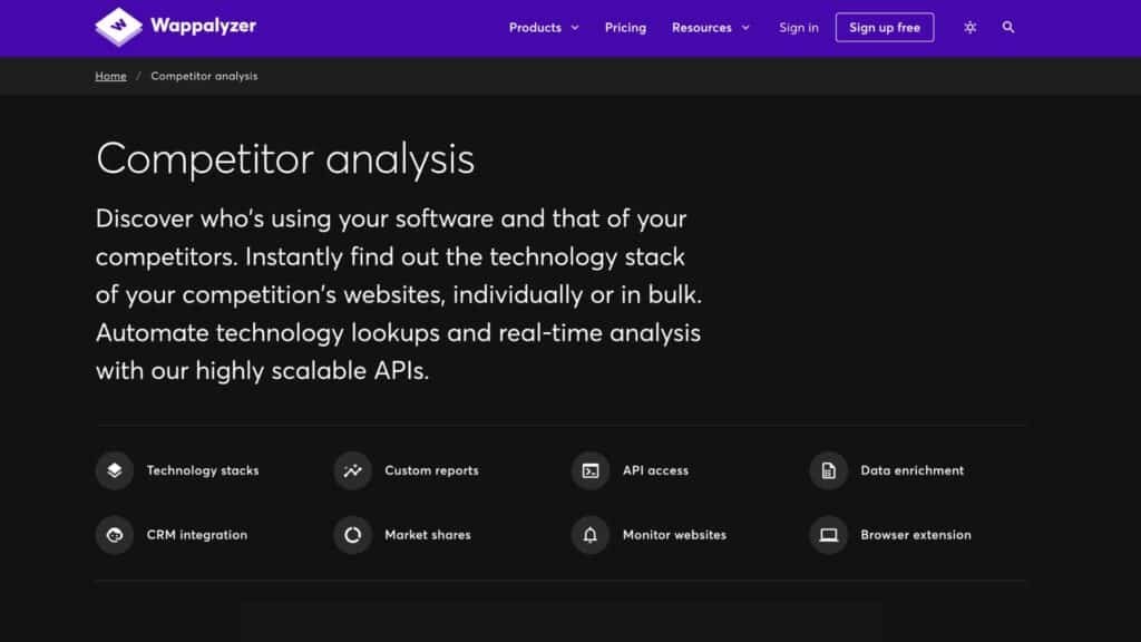 Wappalyzer Analysis of Competitors' Tech Stacks
